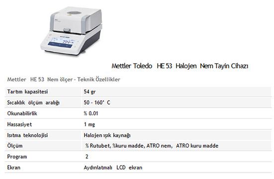 Mettler Toledo HE 53 Halojen Nem Tayin Cihaz