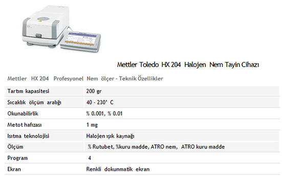 Mettler Toledo HX 204 Halojen Nem Tayin Cihaz