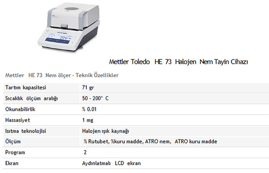 Mettler Toledo HE 73 Halojen Nem Tayin Cihaz